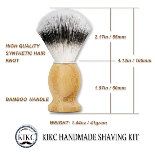 Hand Crafted Shaving Brush for Vegans, Synthetic Hair Bristle for Wet Shave, Comfortable Bamboo Handle, Best Gift for Bearded Man