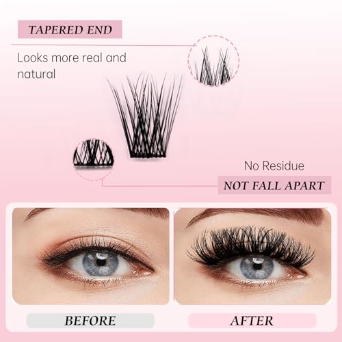 DIY Lash Clusters Kit Lash Extension Kit, 700pcs,40D&50D&60D, 9-16mm, D Curl, Natural Volume Lash Extensions Wispy Eyelash Clusters Individual Lashes Kit, 12#Black