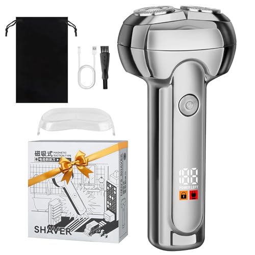 RUIM 3D Rotary Electric Shaver for Men, Waterproof Magnetic Shaving with Type-C Fast Charge, LCD Display, Travel Case - Ideal Gift for Dad, Men with Sensitive Skin