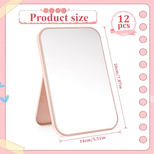12 Pcs Spa Party Mirrors Spa Sleepover Party Supplies Pink Sleepover Accessory Favors Makeup Mirror for Sleepovers Slumber Birthday Favors Gift