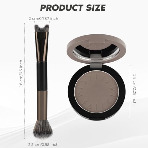 Cool Toned Contour Palette with 2 IN 1 Nose Contouring Brush & Mirror, ¡¼Delicate Texture¡½¡¼Multi-Purposes & Buildable¡½¡¼Long Lasting¡½, Grey Contour Powder Suitable for Cool Toned Fair Skin
