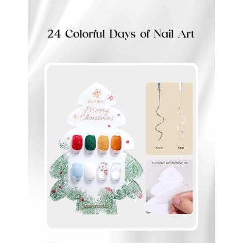 beetles Gel Polish Merry Glitzmas 2025 Gift Box ? Nail Art Set with Mini LED Nail Lamp Base Top Coat and Festive Holiday Surprises Gifts for Women Girls