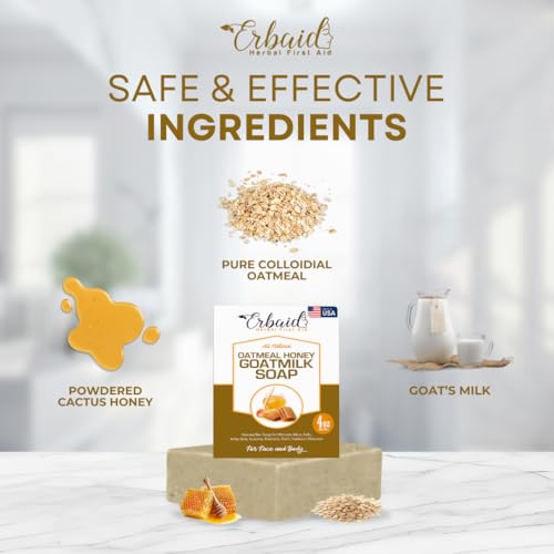 Cactus Honey & Oats Goat's Milk Soap Bar 4 oz ? Natural Bar Soap for Women, Men, Kids, Itchy Skin, Eczema, Psoriasis, Rash, Sunburn Skincare ? Calming Colloidal Oatmeal Face Cleanser & Body Wash