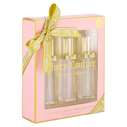 Juicy Couture 3 Pack Liquid Highlighter Makeup Set ? Bloom, Shine, & Glow, Buildable & Lightweight
