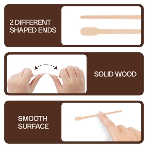 WISYOK 1000 Pcs Wooden Waxing Sticks, Small Wax Sticks for Eyebrow, Lip, Nose, and Body Hair Removal, Double-ended Design Wax Applicator for Spa and Home