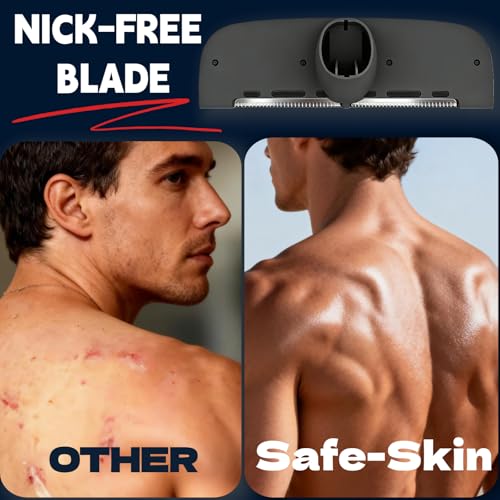 VEYLA Skin-Safe Back Shaver for Men,Aluminum alloy Extendable Long Handle,Wet Dry Use Full Body Hair Trimmer Groomer,Diy Nick-free Safety Razor Back Shaver(1-Pack)