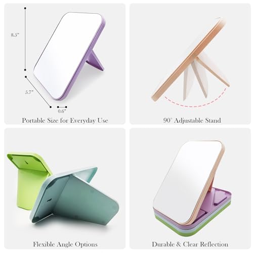 20 Pcs Desktop Makeup Mirror 8 Inch Portable Mirror with Metal Stand 90¡ÆAdjustable Rotation Travel Makeup Mirror for Spa Party, Girl, Women, Shower