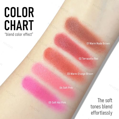 KYDA 2 Colors Blush Palette, 2-In-1 Cream and Powder Blush Makeup for Cheeks, High Pigmented Waterproof Face Cheek Blusher, Natural Contour Palette Powder, 04