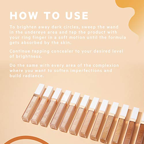 FLOWER BEAUTY By Drew Barrymore Light Illusion Full Coverage Concealer - Diffuse Dark Under Eye Circles + Blurs Blemishes - Weightless Formula + Crease Proof Makeup (Light Medium)