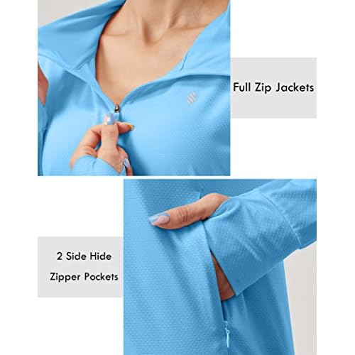 Soothfeel Women's UPF 50+ Sun Protection Hoodie Jacket Lightweight Long Sleeve Sun Shirt for Women with Pocket Hiking Outdoor
