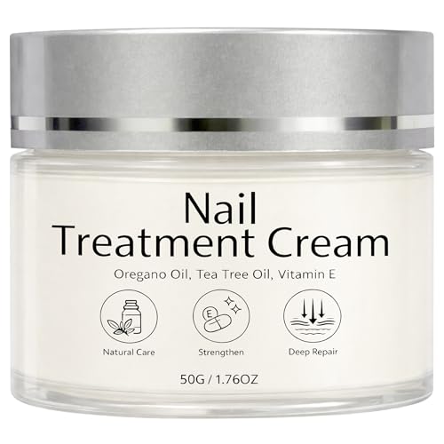 Nail Treatment Cream, Nail Repair Cream for Damaged, Cracked, Thin Nails, with Tea Tree Oil, Oregano Oil, Vitamin E, Improves Nail Appearance, Nail Strengthener & Growth, 50G/1.76OZ