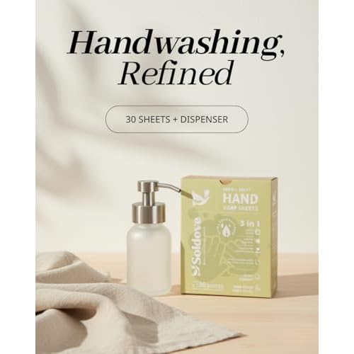 Hand Soap Sheet Bundle ? 1 Pack (30 Sheets Total) + Refillable Glass Dispenser