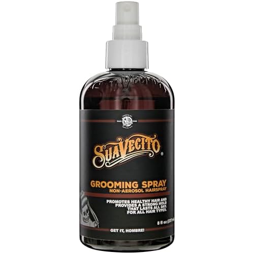 Suavecito Grooming Non-Aerosol Hairspray for Men - 8 oz - Classic Barber Scent, Medium Shine, Strong Hold Hair Spray - Works on all Hair Types & Textures