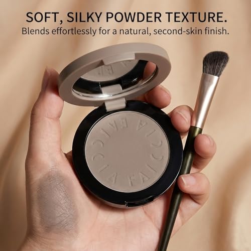 Cool-Toned Grey Contour Powder Palette with Mirror & Makeup Brush Set ? Long-Lasting Taupe Matte Finishing for Fair Pale Skin, Multi-Purpose Nose & Face Sculpting Kit, Travel-Friendly Compact