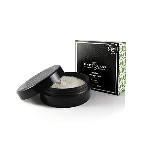 Edwin Jagger 99.9% Natural Premium Shaving Cream, 100ml Tub - Aloe Vera, 3.4-Ounce
