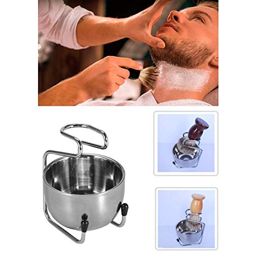 Stainless Steel Shaving Stand & Bowl Set Adjustable Safety Razor Holder Men's Bathroom Grooming Organizer