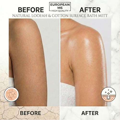 Loofah Exfoliating Body Scrubber Mitt ? Dual-Sided Natural Egyptian Luffa Glove for Shower & Bath | Large Size Organic Loofah Sponge for Deep Body Cleansing | for Women & Men (2, Large)