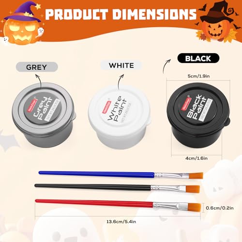 White Black Silver Face Body Paint with 3 Brushes, 60g(2.1 oz) Face Painting Set, Non-Toxic, Water Based Makeup for Halloween, Party, SFX, Cosplay, Theater
