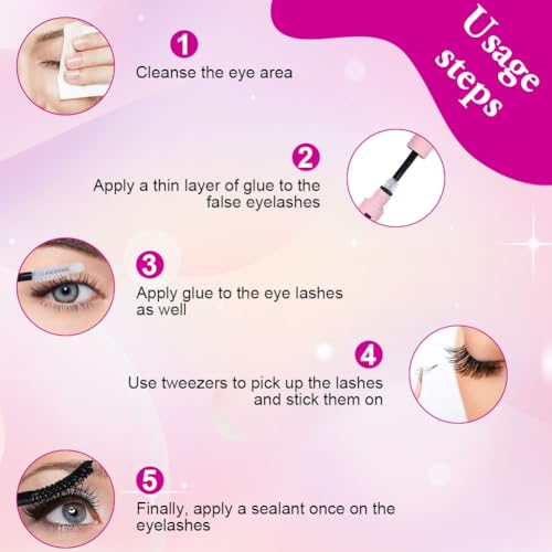 AOMIG Cluster Eyelash Extensions Kit, 640PCS Volume Fluffy Lash Clusters, 8-16mm Individual Lashes Kit with Eyelash Bond and Tweezers, Thick Eye Lash Clusters DIY Cat Eye Lashes Natural Looking