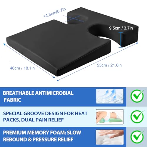 Breast Pillow for Sleeping, Bolster T-Wedge Cushion Massage for Bust Sizes(AA-D), Comfort Bolster Wedge, Chest Massage Table Prone Pillow for SPA by KONOVOLY(Black)