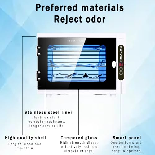 Nail Tool cleaning cabinet, Large capacity, Double mode Stainless Steel cleaning with Timer Control for Spa Beauty Home Metal Tools