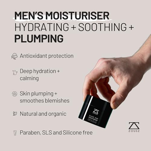 ZOUSZ Black Oud Mens Face Moisturizer ? Hydrating & Soothing Mens Face Lotion with Aloe Vera & Hyaluronic Acid ? Plumping Daily Facial Cream Skin Care for Men ? 50ml