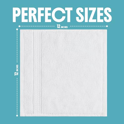 Threads+ White Wash Cloths, 100% Cotton, Soft & Absorbent, 12x12, 600 GSM, Durable Face Towels for Bathroom, Gym, Spa & Baby Care (White) Brand: Threads Plus (Pack of 12)