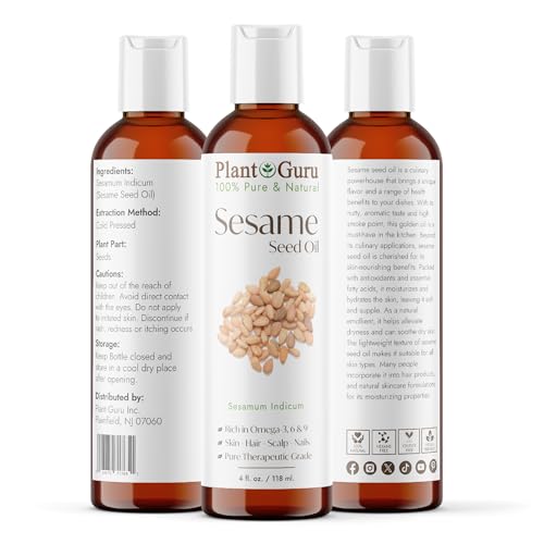 Sesame Seed Oil 4 fl. oz. ? Cold Pressed, 100% Pure & Natural Carrier for Skin, Face, Body, Hair, and Cooking. Great for DIY Creams, Lotions, and Lip Balms.