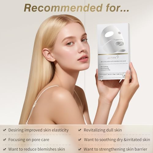 ISTON 6 Pack Bio-Collagen Real Deep Anti Wrinkle Lifting Mask,Overnight Hydrating Face Mask for All Skin Types -Pore Minimizing,Elasticity Enhancing,Firming,Moisturizing