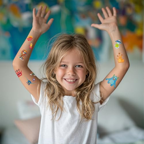 Temporary Tattoos for Kids, 60 Pcs Cool Designs Fake Tattoos for Boys, Safe and Waterproof Temporary Tattoos Stickers, Best Choice for Birthday Parties, Gifts, School Reward Activities