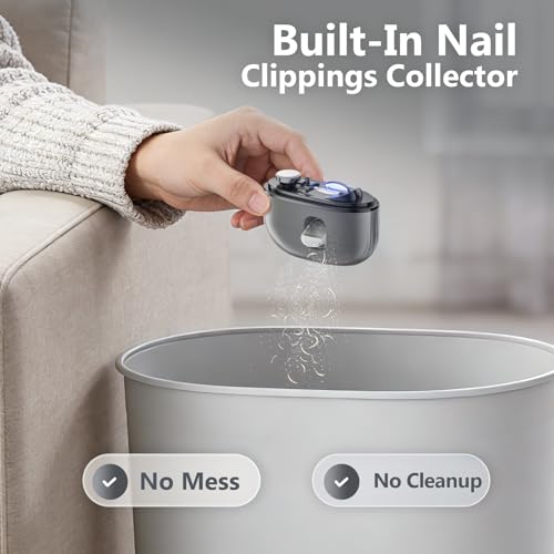 Electric Nail Clippers, 2 in1 Smart Toenail Clippers with File&Nail Trimmer, Polishing for Fingers and Toes, Rechargeable Fingernail Grinder with 3 Speeds for Senior Adults Caregivers, TitaniumGray