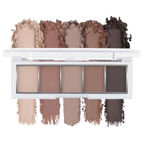 5 Colors Matte Eyeshadow Makeup Palette, 5 Natural Neutral Nude Brown Cool-Toned Nude Taupe Eyeshadow, Looks for Brown Eyes Women Finish Long Wearing Waterproof Professional Eye Makeup 06#