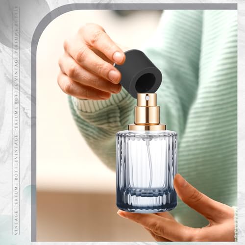 12 Pcs 30/50/100ml Empty Glass Perfume Bottles Bulk Pack for Perfume Makers Refillable Atomizer Cologne Bottles DIY Vintage Fragrance Packaging Glass Bottling Supplies (Black,30 ml)