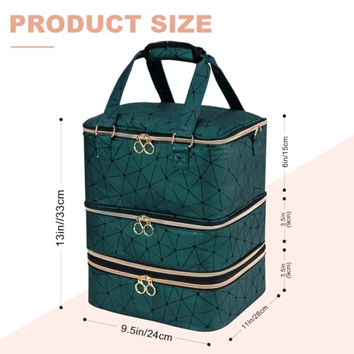 Uross Nail Polish Organizer Bag Holds 84 Bottles Nail Polish & Nail Lamp,Large Gel Nail Polish Organizers and Storage box for Nail Tech, Nail Kit Supplies Organizer Case-Darkgreen