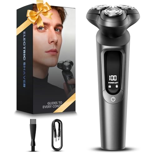 Electric Razor for Men, IPX8 Waterproof with Type-C Quick Charge, 3D Flex Blades & Pop-Up Trimmer, 60min Runtime, Travel Lock, Wet & Dry Shave,Slate Gray
