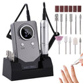 Electric 45000RPM Nail Drill Machine Rechargeable Portable Nail File Electric DIY Nail Drill Kit with Smart LCD Screen for Gel Nail Manicure and Pedicure Reflective Body etc (Grey)