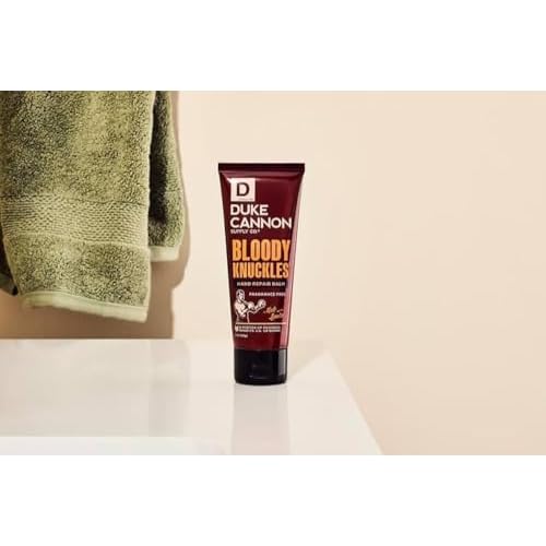 Duke Cannon Bloody Knuckles Hand Repair Balm - Unscented Moisturizing Cream, Non-Greasy Lanolin Formula for Dry, Cracked Hands, 3 oz. (Travel Size)