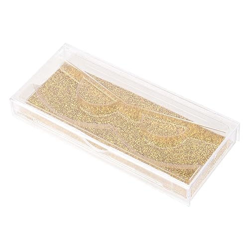 JAPCHET 40 Pack 4.3x2 Inch Transparent Empty Eyelash Cases, Plastic Eyelash Case with Eyelash Tray and Gold Glitter Card Paper, False Eyelash Storage Box Case for Makeup Artists, Women