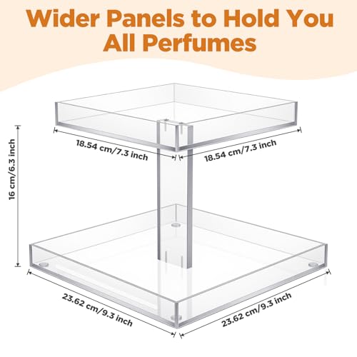 2-Tier Acrylic Bathroom Cosmetic Storage Organizer for Dresser and Countertop Standing Perfume Tray for Bedroom Decor
