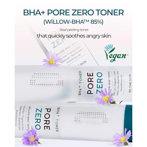 BE THE SKIN Pore Zero BHA Exfoliating Toner - 85% Willow Bark Water Base + Salicylic Acid, Helps Clear Pores & Blackheads, Zero Alcohol Zero Fragrance for Oily Blemish-Prone Skin | 5.07 fl oz