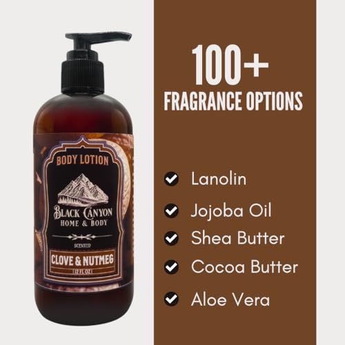 Black Canyon Clove & Nutmeg Scented Body Lotion with Lanolin and Jojoba Oil, 12 Oz