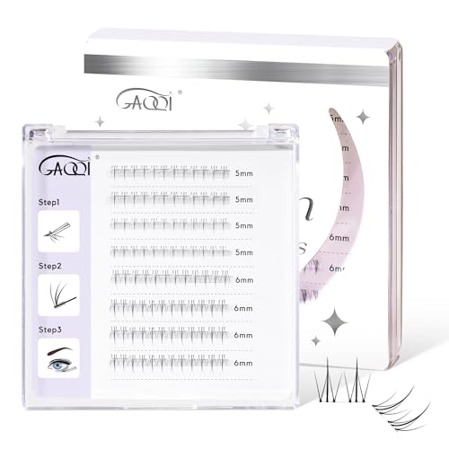 GAQQI Bottom Lash Clusters Natural Bottom Lashes Clear Band, DIY Lash Extensions Lower Lashes, Soft & Comfortable Thin Band Bottom Eyelashes Wispy Daily Style 5mm+6mm 48pcs(B10)