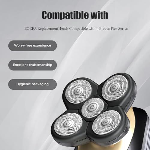 3 Pack Blades Refills Compatible with Freebird Shaver, 5 Blades Shaver Replacement Head for Bald Men, Electric Razor Replacement Heads for Freedom Grooming with 3 Cleaning Brush