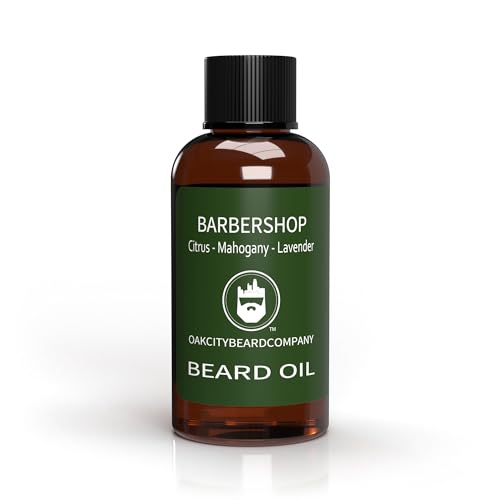 OakCityBeardCo. - BarberShop - 2 Ounce - Beard Oil - Beard Conditioner - Citrus - Mahogany - Green Notes - Lavender