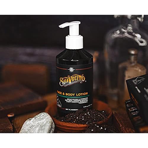 Suavecito Face & Body Lotion 8 oz. Pump Bottle - Original Scent, Skincare Lightweight Moisturizes Dry Skin, Hydrates, No Greasy Residue - Abrosbs Quickly