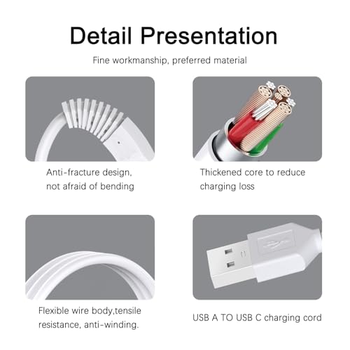 2Pcs Power Cord for Remington Smooth & Silky Electric Shaver WDF5030A, WDF4816NA, WDF4821US, WDF4825, Women¡¯s Shaver & Trimmer Replacement Charging Cable, White