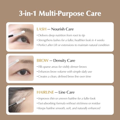 BL Lashes Serum for Eyelash Growth | 3-in-1 Lash Elixir with Peptide Complex & Biotin for Longer Fuller Thicker Lashes | Lash Growth Enhancer for Women(0.32 fl oz)