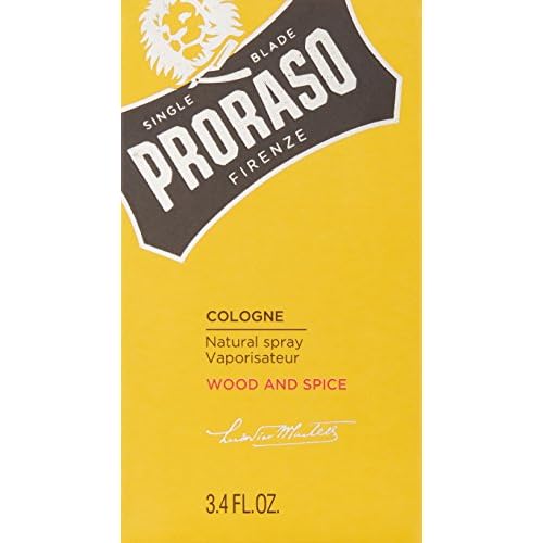 Proraso Wood and Spice Cologne - Masculine Woody Spice Eau de Cologne - Cumin, Saffron, Cedarwood & Vanilla Fragrance for Men - 3.4oz