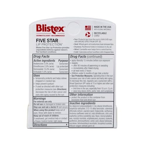 Blistex Five Star Lip Protection.15 Ounce (Pack of 6)