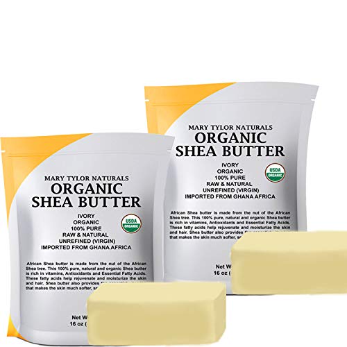 Mary Tylor Naturals Organic Shea butter 2 lb ? USDA Certified Raw, Unrefined, Ivory From Ghana Africa ? Great for Hair, Skin and DIY projects